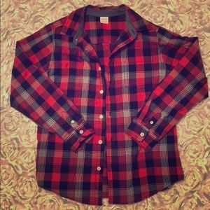 Red/black button down size 10/12